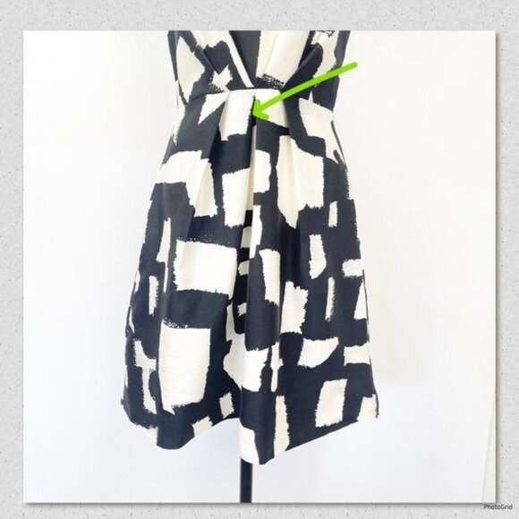 KATE SPADE MARIELLA DRESS SILK BLEND BLACK AND WHITE PRINT 2 - Picture 7 of 15